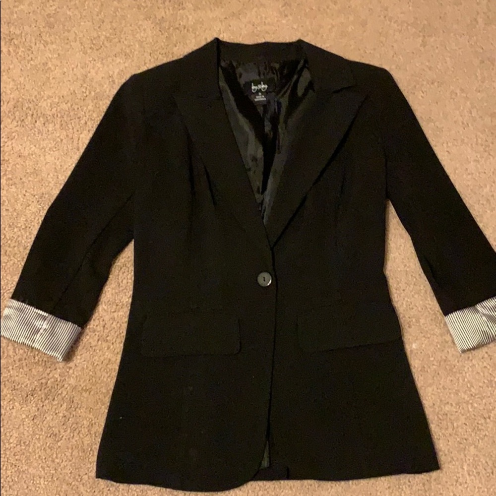 Black blazer w/strip sheer material at cuffs